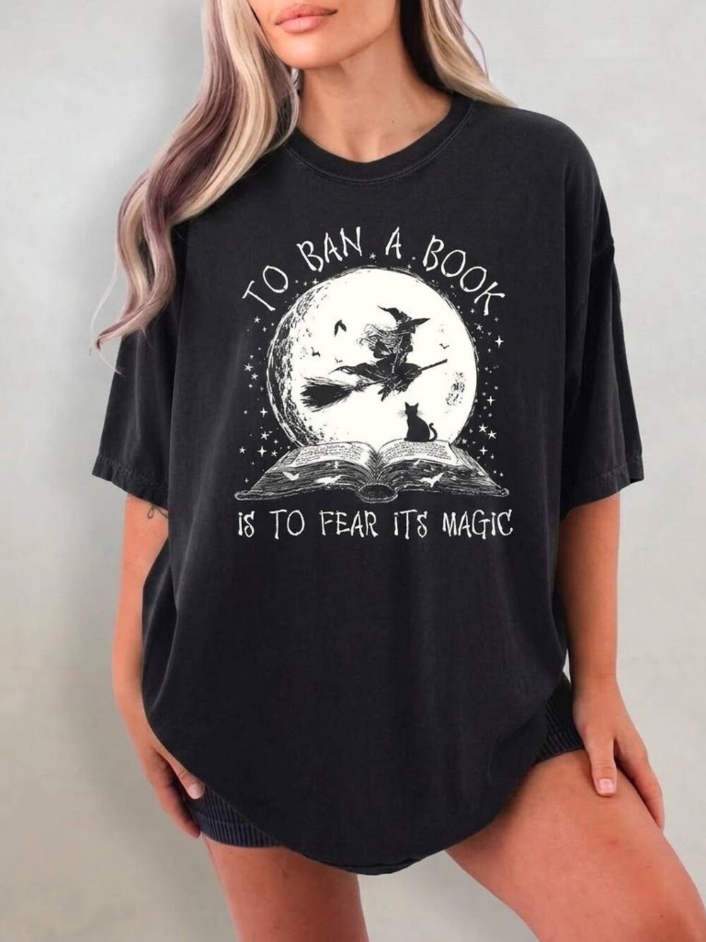 Halloween Witch Book Reading Library Graphic Tee